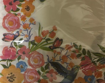 Garden Spring Fling /'/'Sentiment Pink Floral Bee Beverage Paper Napkins 28ct