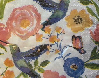 Garden Spring Fling /'/'Sentiment Pink Floral Bee Beverage Paper Napkins 28ct