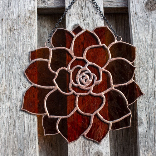 Amber shops Succulent Stained Glass Window - Sun Catcher