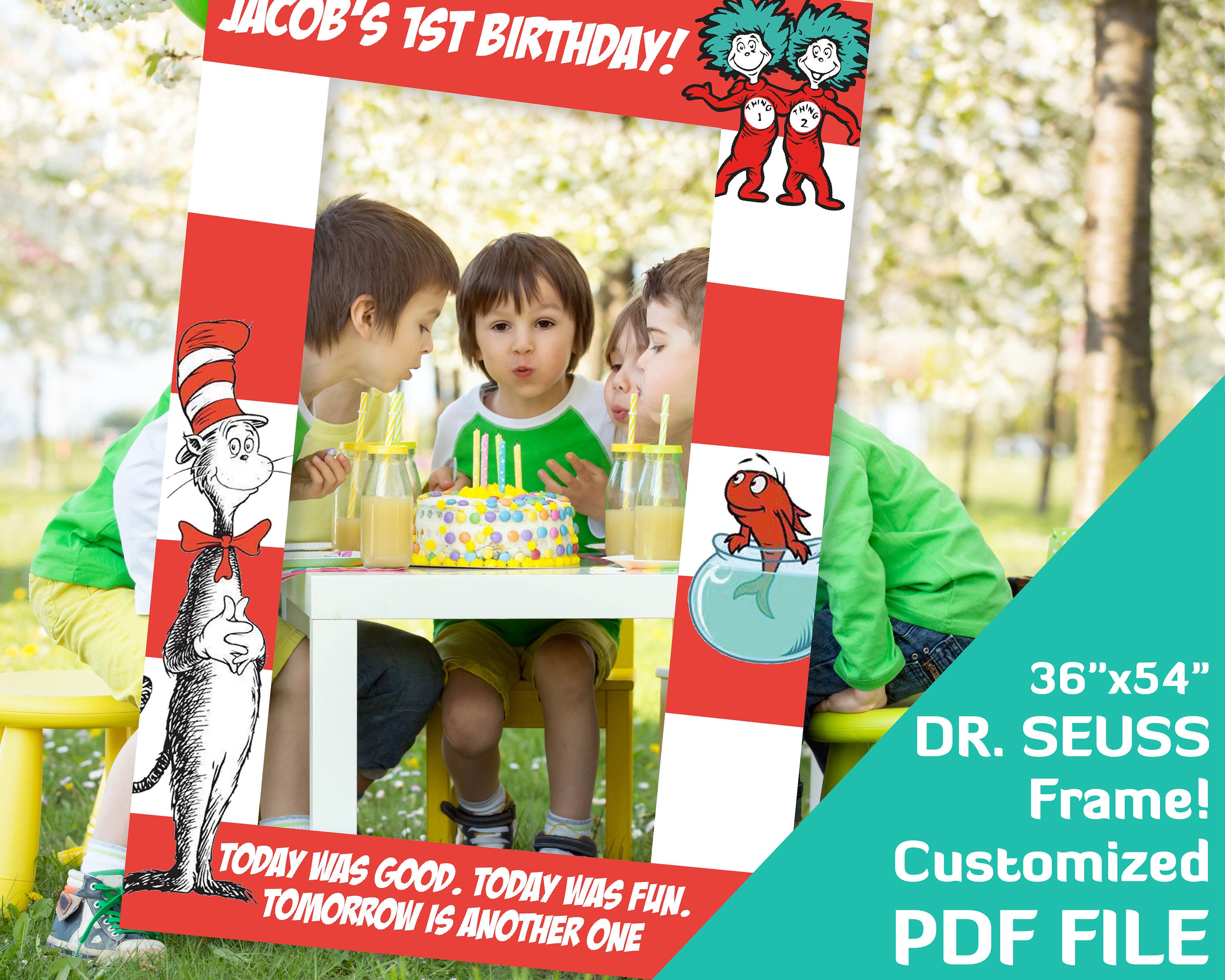 Dr Seuss Birthday Party Decor Photo Booth Frame Dr Seuss 1st Etsy