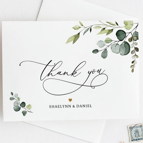 Lexi Eucalyptus Greenery Thank You Card Template Dusty Blue Wedding Thank You Any EventShower Thank You Editable Instant Download lexi