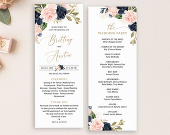Navy Wedding Program | Etsy