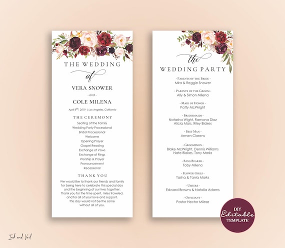 Unique Wedding Programs Templates