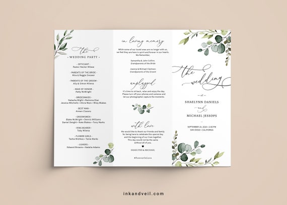 Trifold Wedding Program Template Editable Wedding Ceremony Etsy Trifold Wedding Program Template Editable Wedding Ceremony Etsy