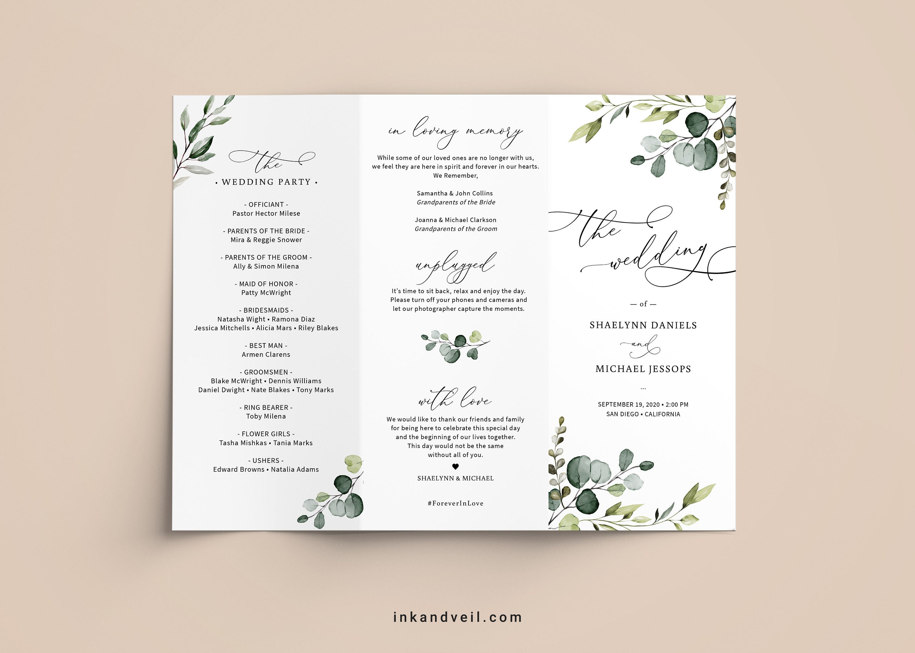 Trifold Wedding Program Template Editable Wedding Ceremony Etsy Trifold Wedding Program Template Editable Wedding Ceremony Etsy