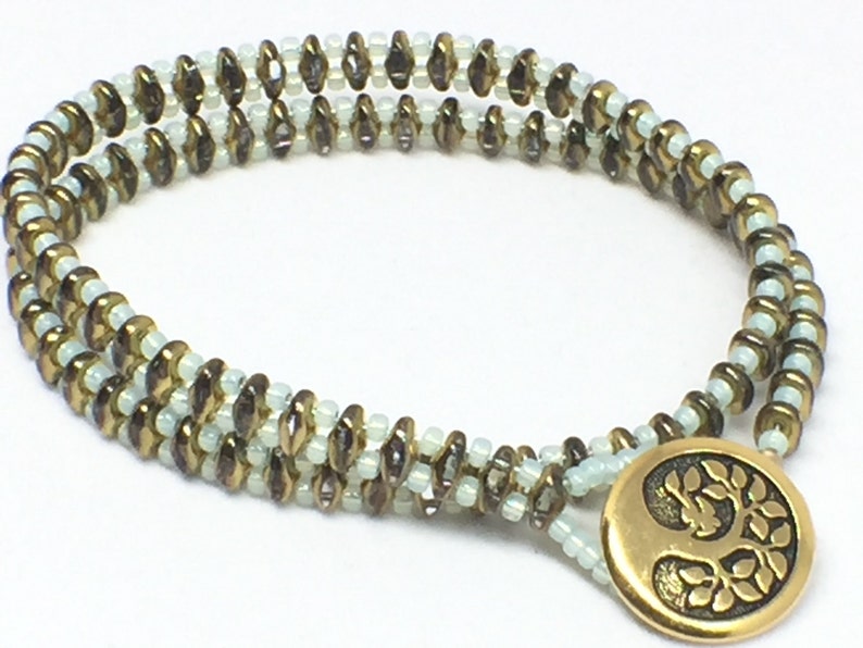 Mint Green and Bronze wrap Bracelet Etsy