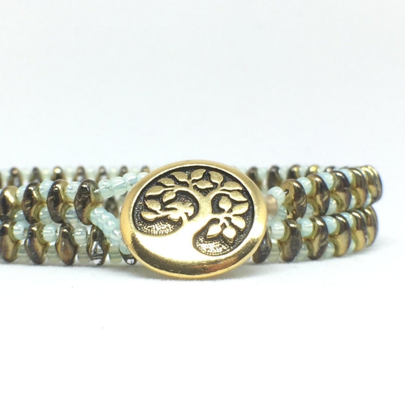 Mint Green and Bronze wrap Bracelet Etsy