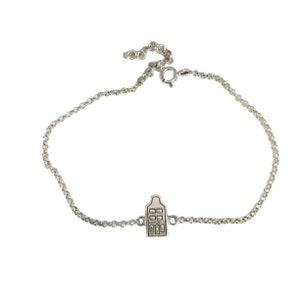 Sterling silver dainty Canal house bracelet,handmade, minimal every day jewelry, delicate, first home, Amsterdam bell gable house bracelet