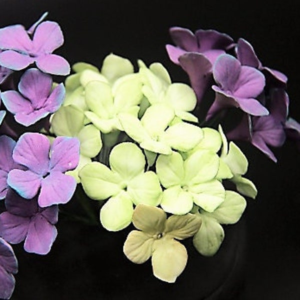 Handmade Sugar flowers...  Hydrangea... 15 flowers. Flower paste, Gum paste or icing flowers... for weddings and special occasions.