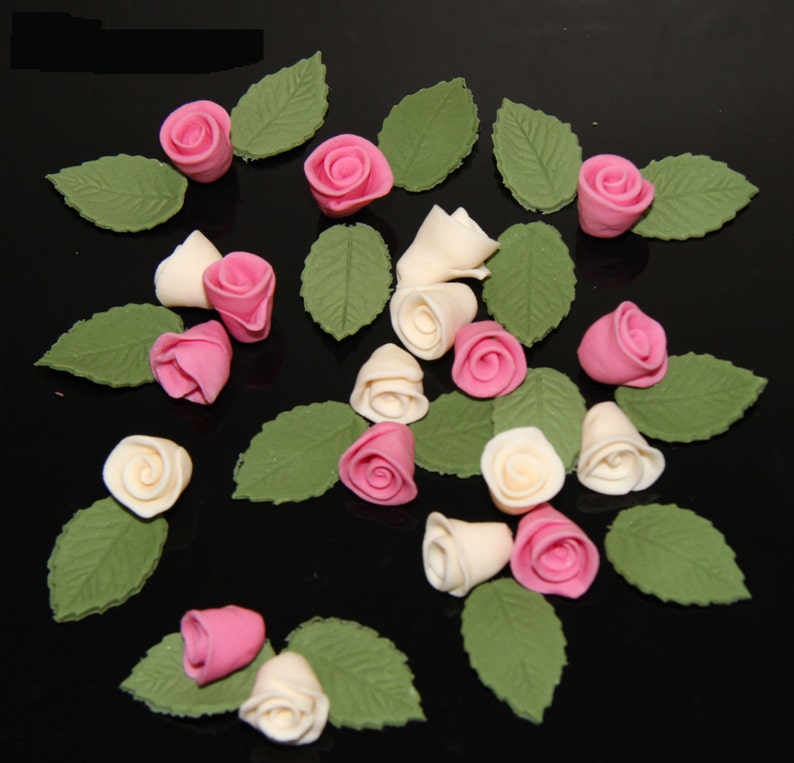 100 edible sugar paste fondant tiny roses cake cupcake toppers decorations pink