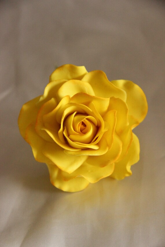 Large Gumpaste Yellow Rose For Cake Decorations Filler Etsy