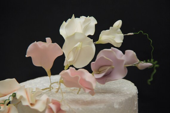 Gumpaste Sweet Pea Spray For Wedding Cake Fondant Toppers Etsy