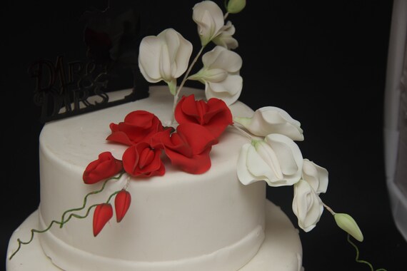 Gumpaste Sweet Pea Spray For Wedding Cake Fondant Toppers Etsy