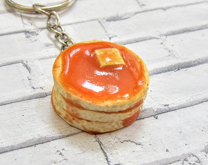 Pancake Keychain // Polymer Clay Food // Clay Keychain, Statement