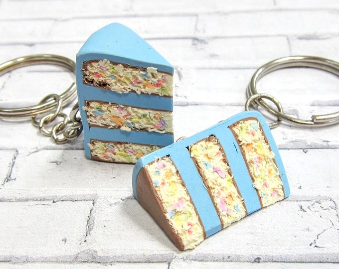 Funfetti Cake Keychain // Polymer Clay Food // Cake Slice Etsy