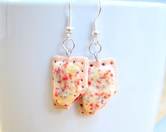 pop tart earrings // miniature food jewelry // polymer clay breakfast toaster pastry dangle earrings // fake clay mini food earrings