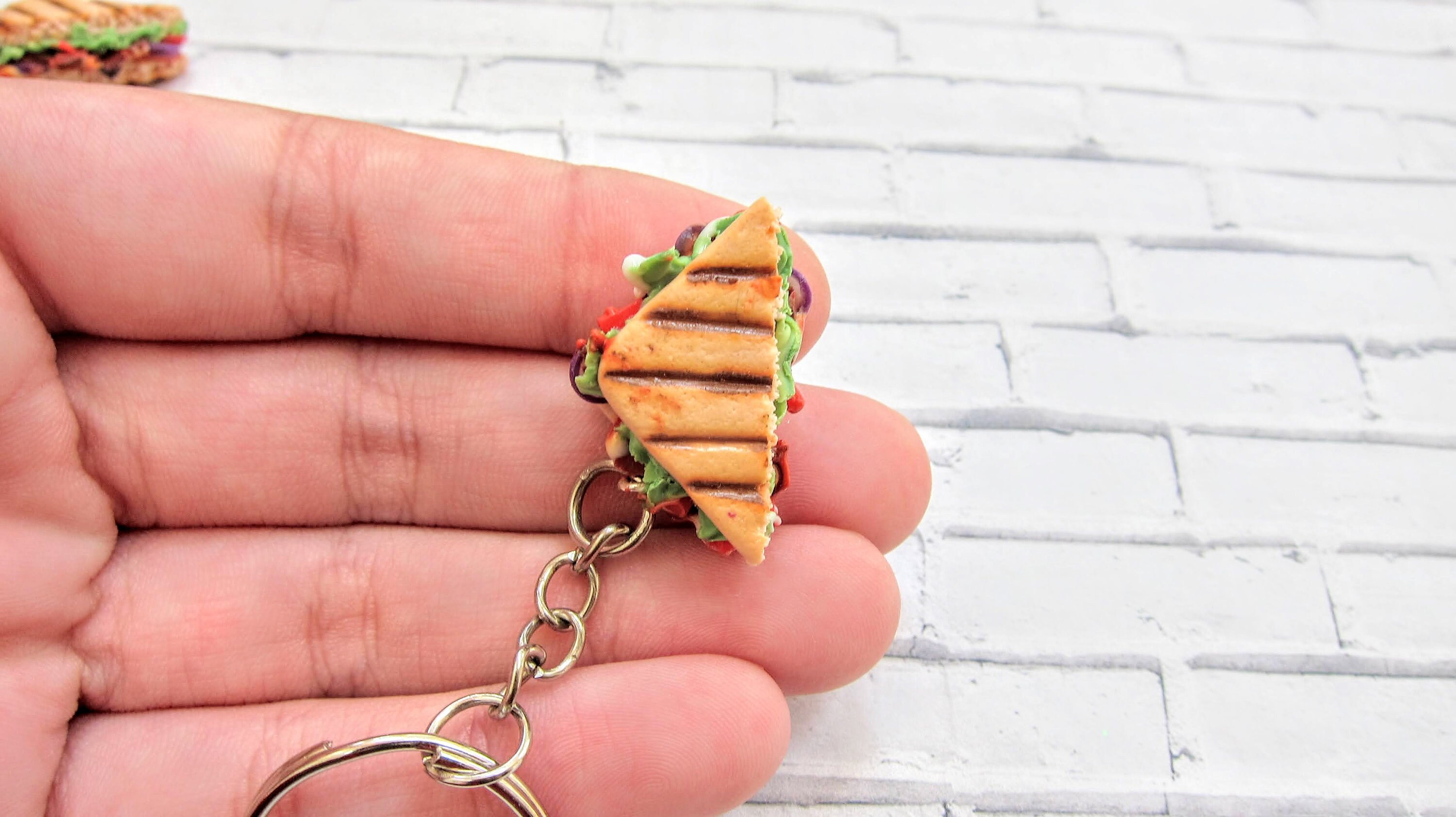 Sandwich keychain // polymer clay food // miniature food Etsy