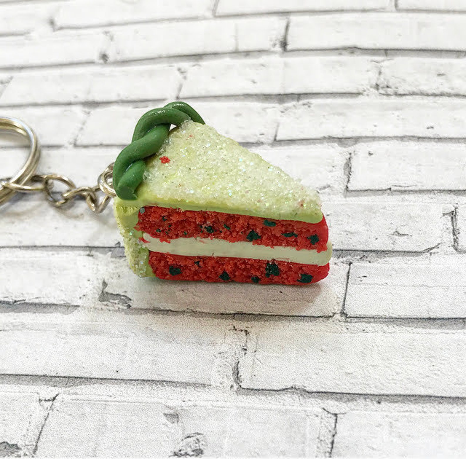 Watermelon Cake Keychain Food Keychain Summer Keychain Clay Etsy