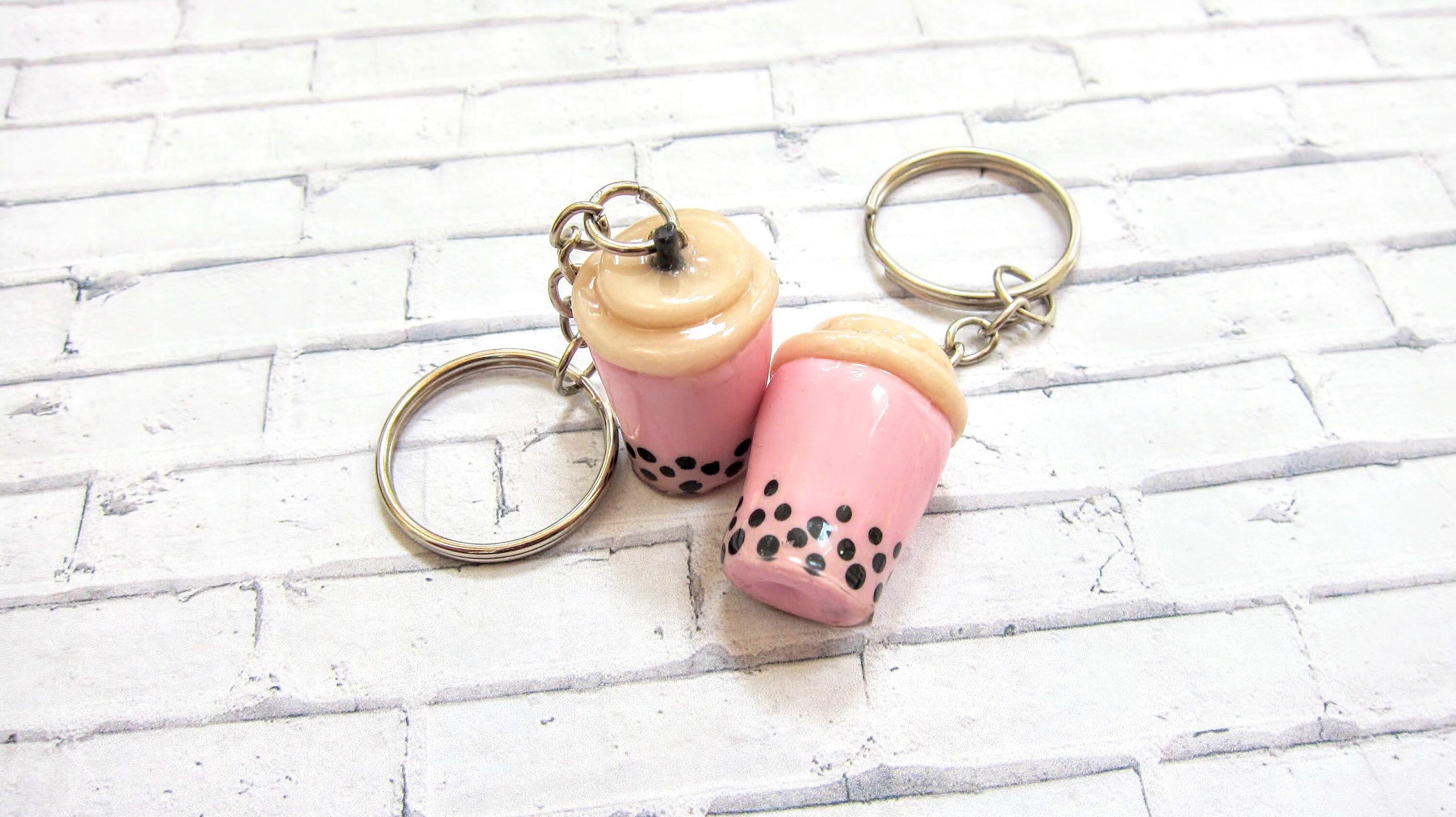 Bubble tea keychain boba tea clay keychain kawaii milk Etsy