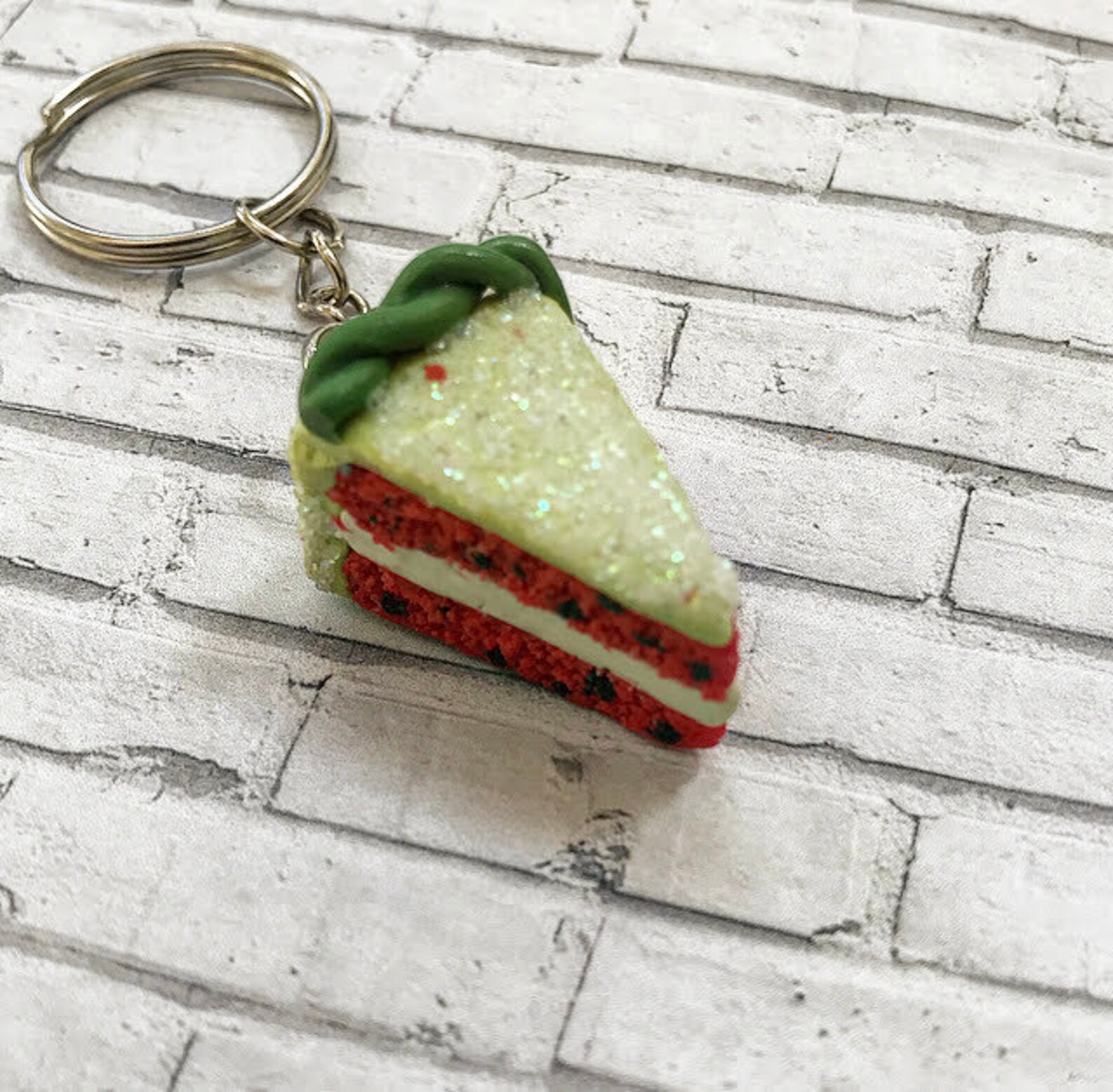 Watermelon Cake Keychain Food Keychain Summer Keychain Clay Etsy