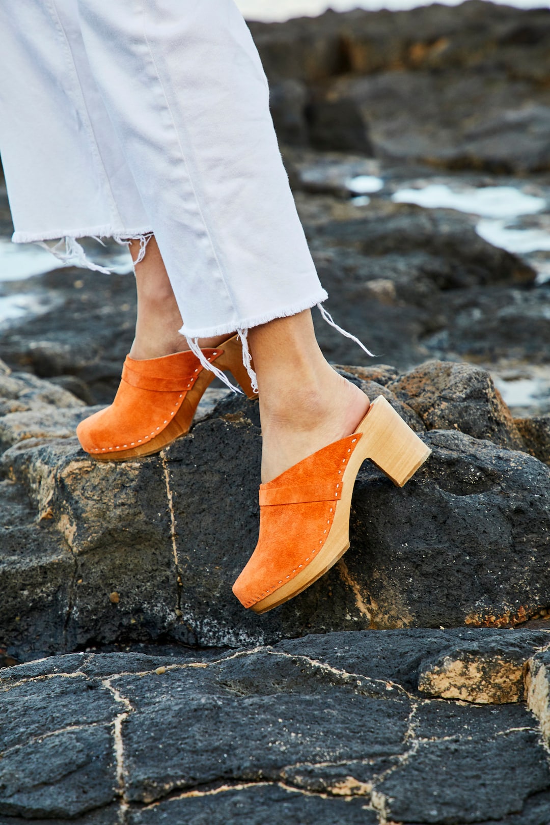 Orange Leather Clog Sandals Handmade Swedish Clogs Slingback - Etsy