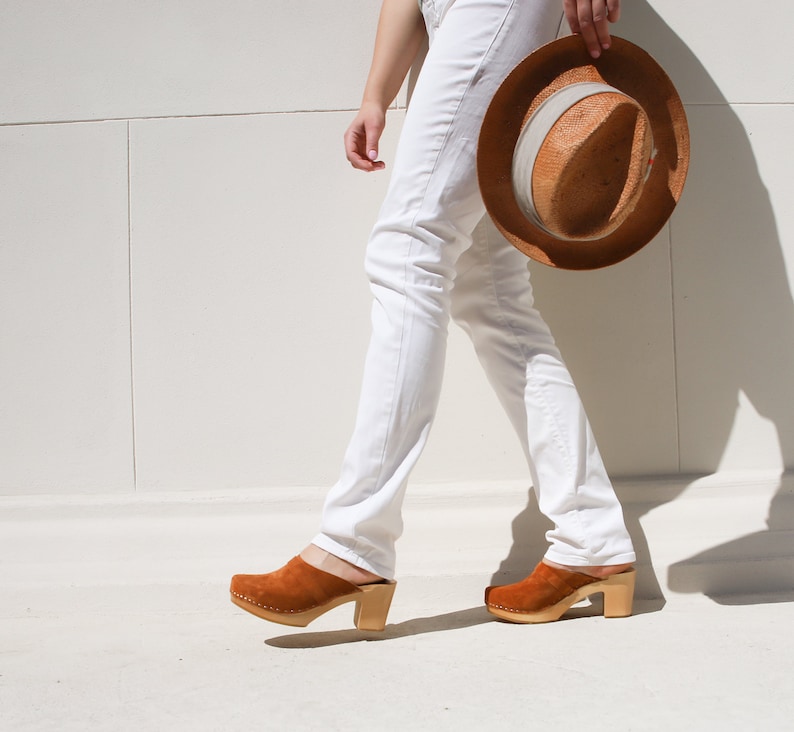 leather sling back clogs