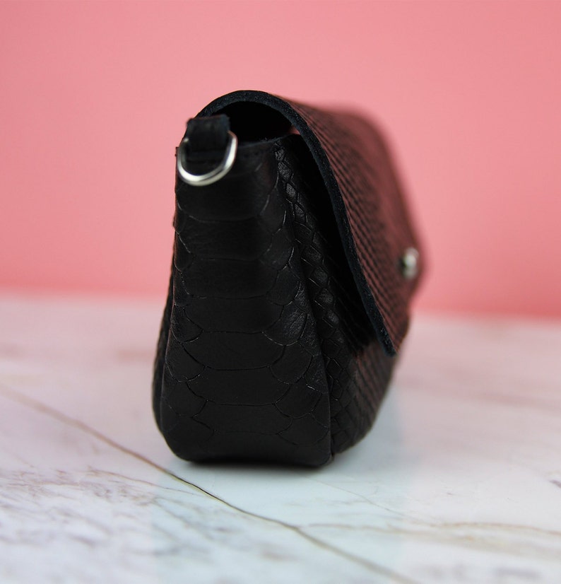 Small Leather Purse Bag Leather Funny Pack Black Leather Etsy