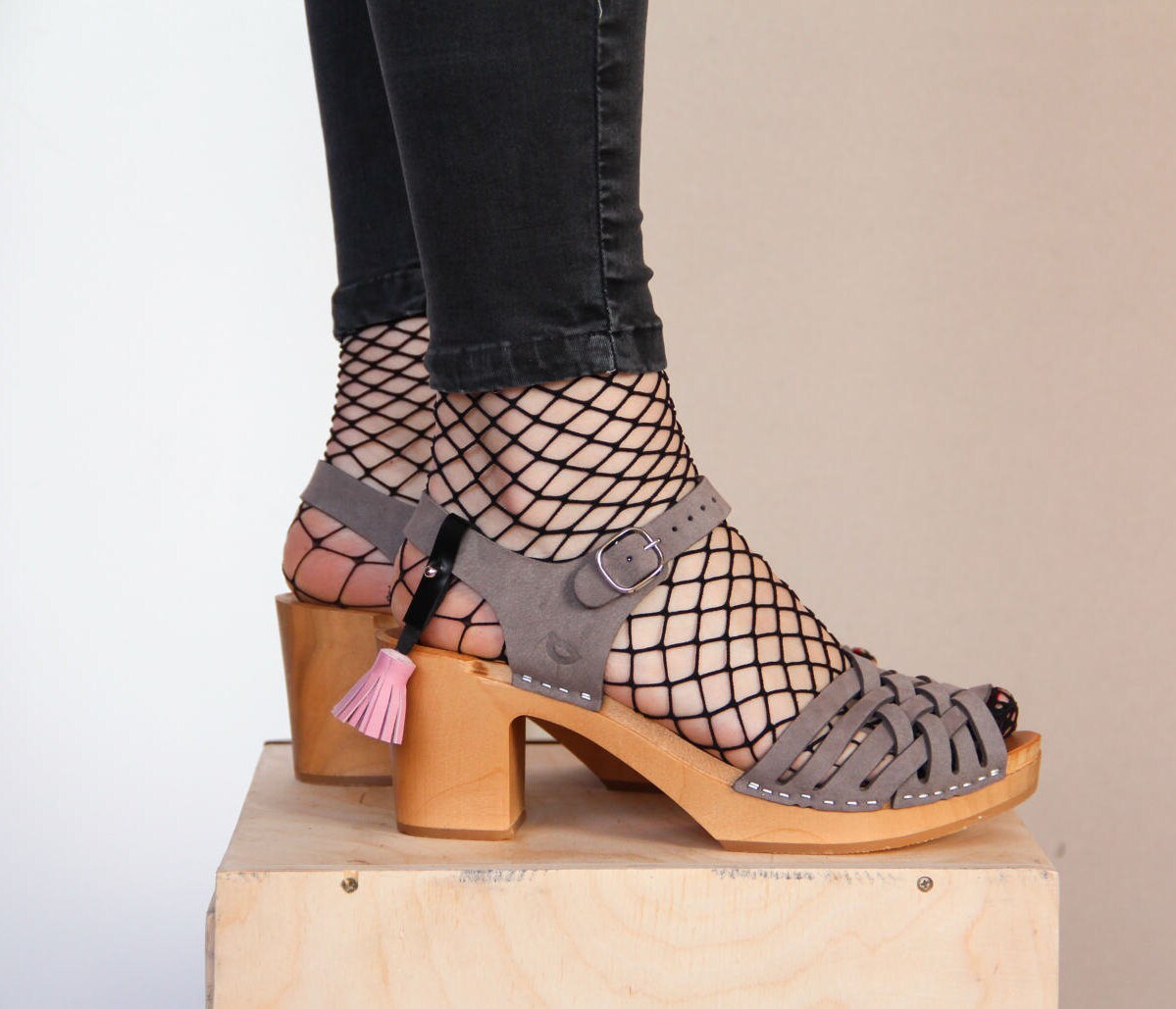 gray clogs shoes