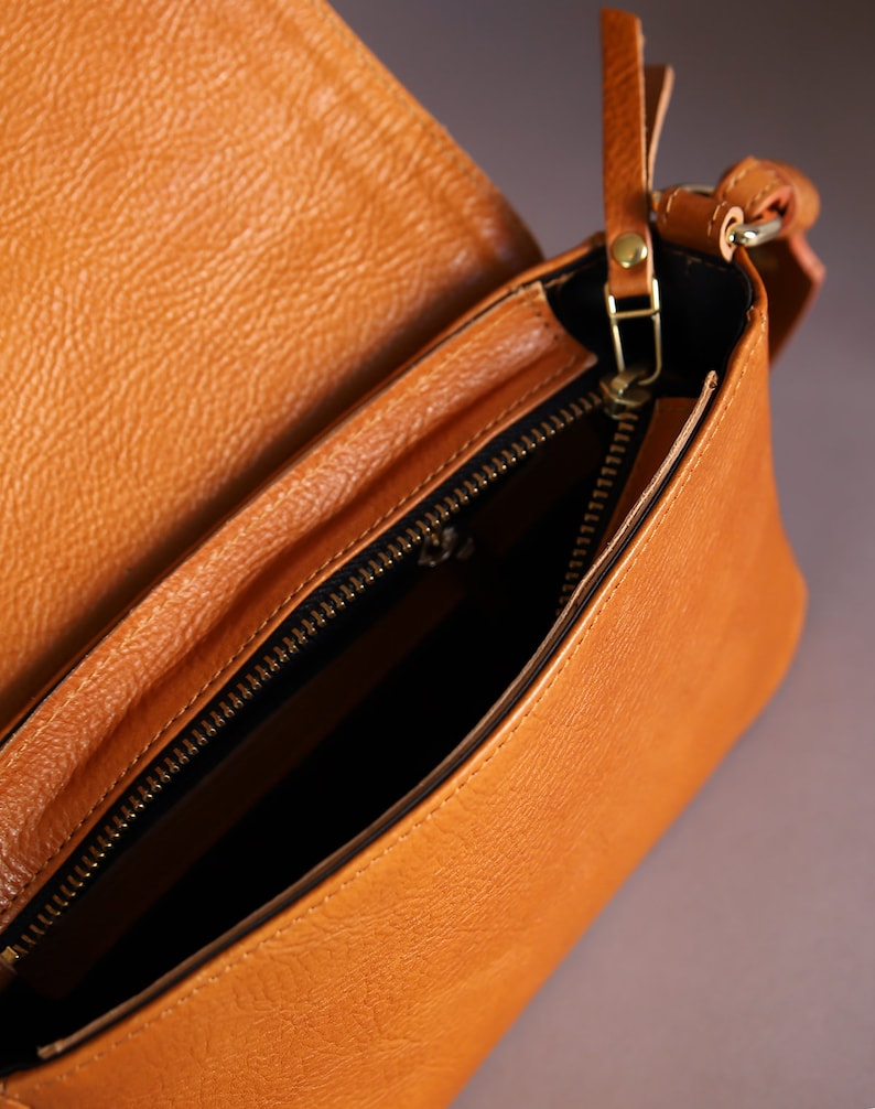 Camel cross body bag, leather crossbody purse for women, crossbody bags by Kulikstyle image 10