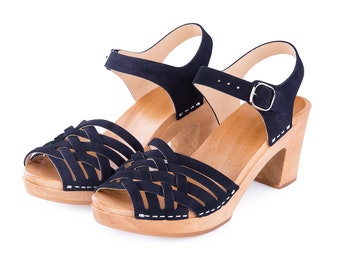 SALE 25% off Navy blue clogs | Sandals clogs | Wooden clogs | Swedish clogs | Women shoes | wooden clogs | Swedish clogs