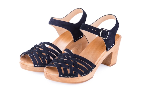 blue clog sandals