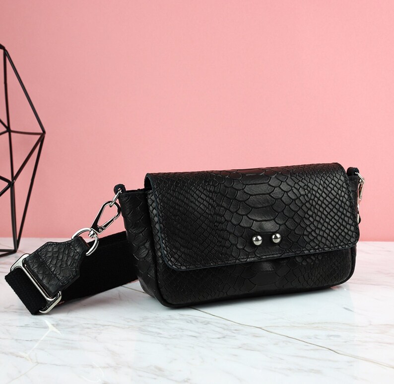 Small Leather Purse Bag Leather Funny Pack Black Leather Etsy