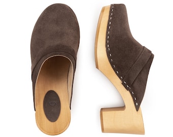 Leather shoes for women, handmade Swedish clogs, slingback shoes made by Kulikstyle, leather clogs and mules for her