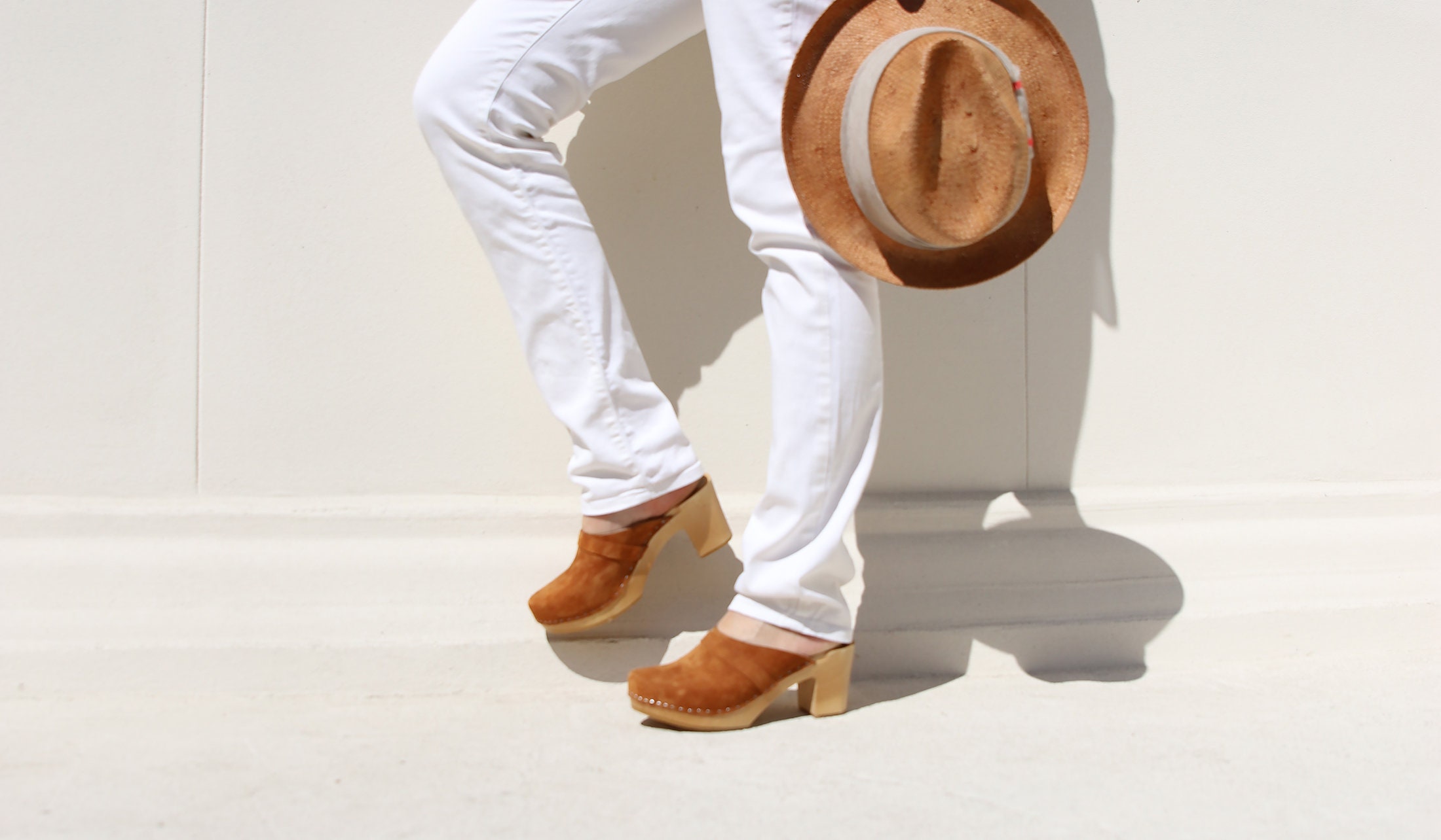 leather sling back clogs