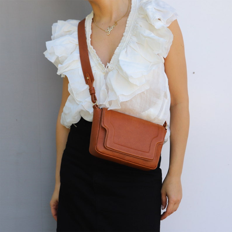 Camel Cross Body Bag Leather Crossbody Purse for Women Etsy