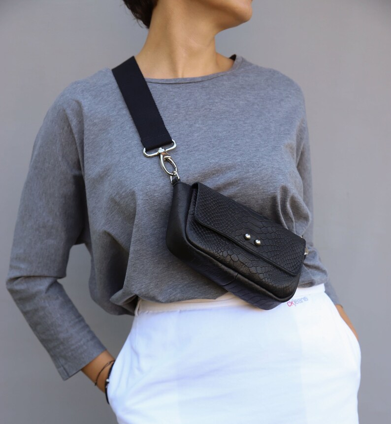 Small Leather Purse Bag Leather Funny Pack Black Leather Etsy