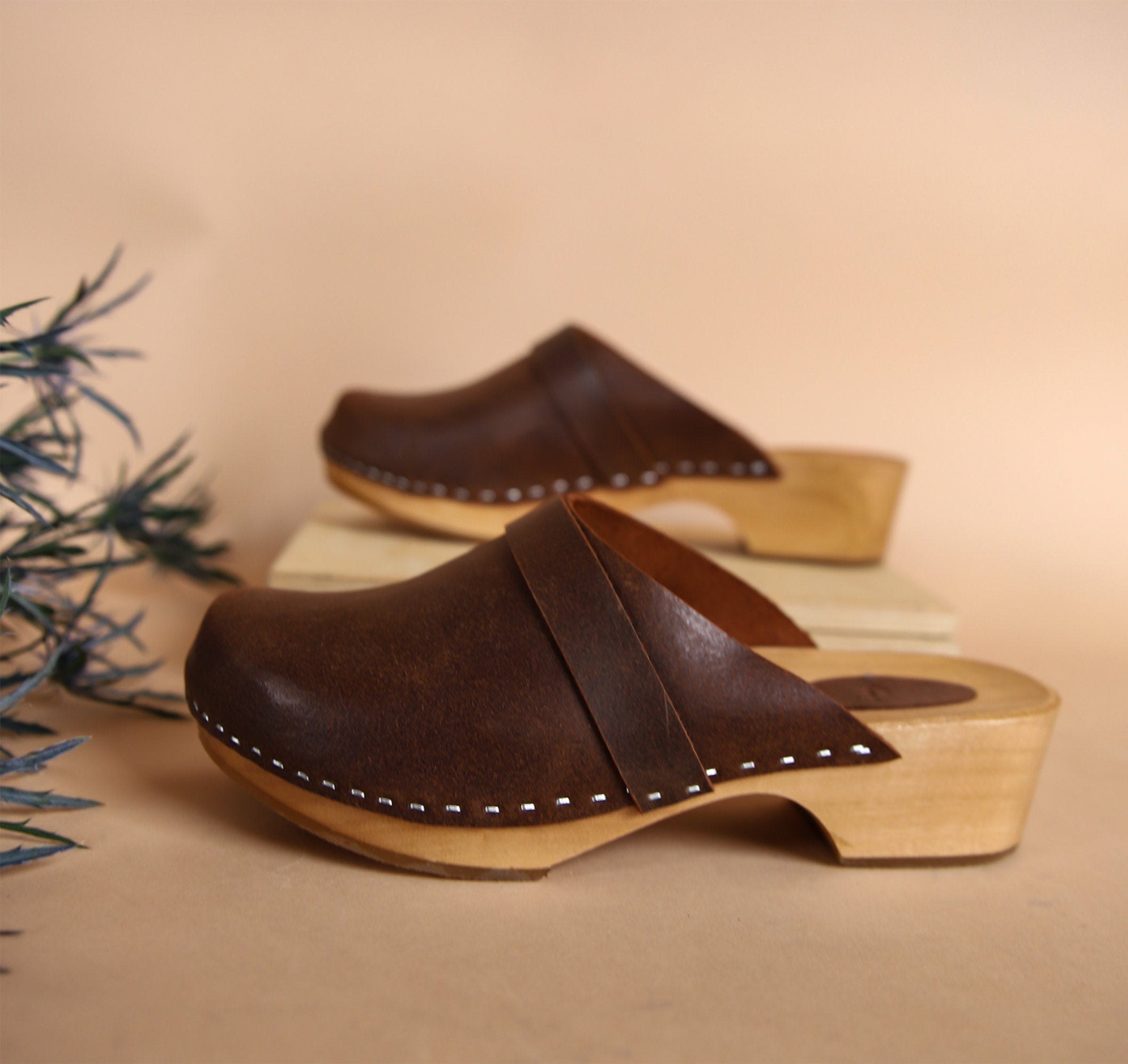 Brown Clogs Wooden Swedish Clogs 