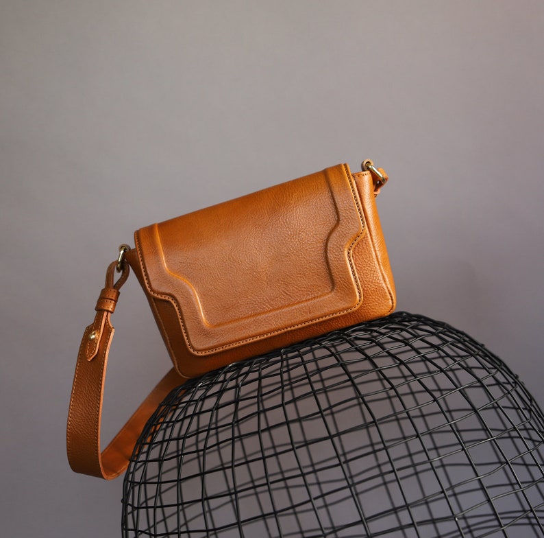 Camel cross body bag, leather crossbody purse for women, crossbody bags by Kulikstyle image 1