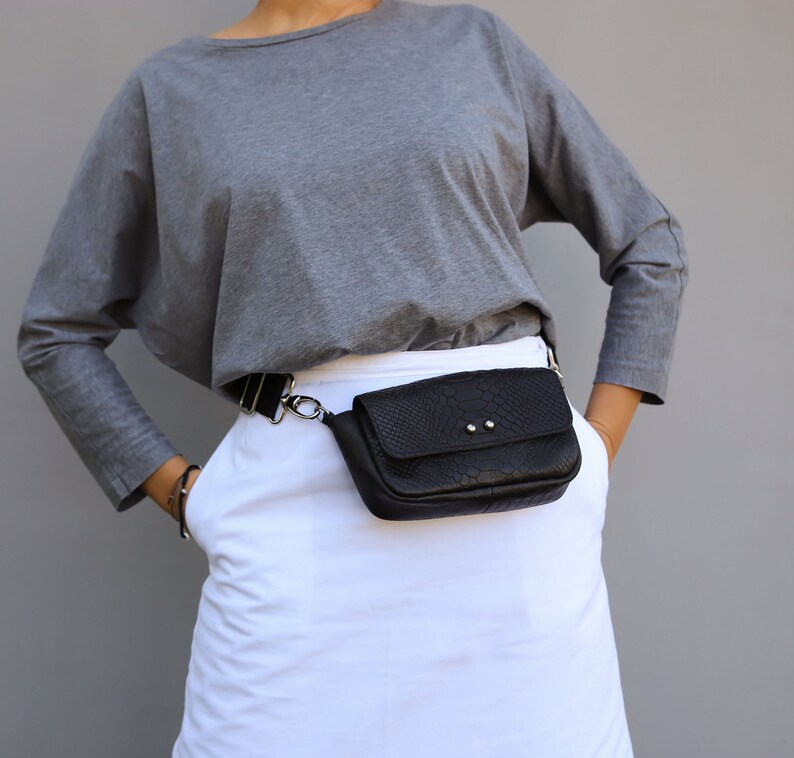 Small Leather Purse Bag Leather Funny Pack Black Leather Etsy