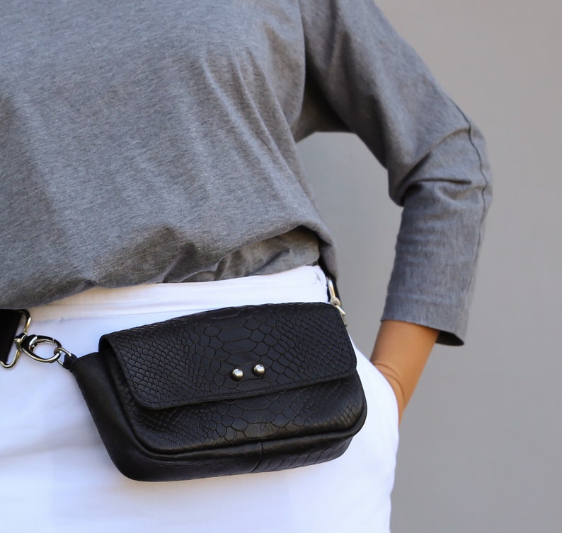 Small Leather Purse Bag Leather Funny Pack Black Leather Etsy