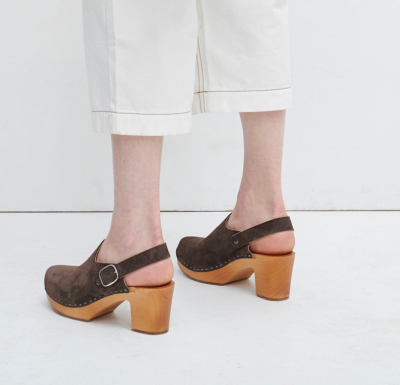 Brown Clog Sandals With Strap Wooden Swedish Clogs Handmade - Etsy