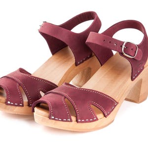 Leather clogs by Kulikstyle Swedish clogs pink shoes wooden sandals clog sandals women clogs image 4