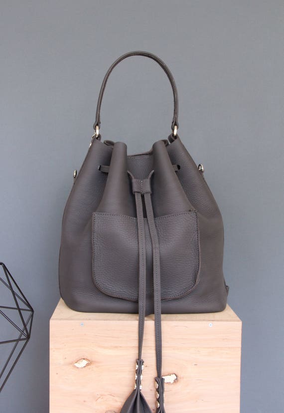 italian leather bucket bag