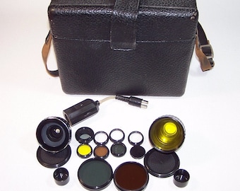 Vintage Camera Bag with Camera Accessories. Hand Camera ZENITH Hard Case. Photographer Bag. Accessory Case. Gift for Him.