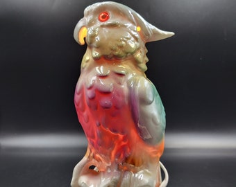 Parrot Lamp. Vintage Porcelain Lamp Made in Germany. Aroma Lamp. Night Light. Porcelain Parrot. Bird Figurine. Bedside Lamp.