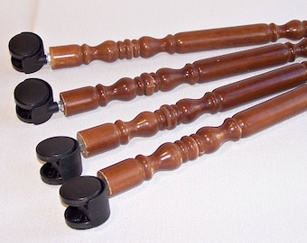 Vintage Carved Wood Furniture Legs with Casters - Set of 4