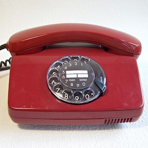 Vintage Rotary Phone TELEKOM DBP. Cherry Red Phone Made in Germany. Retro Working Phone. Old Desk Telephone. Collectible Phone.