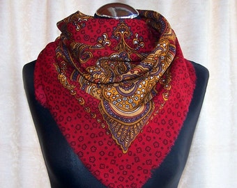 Sciarpa Pavlovo Posad vintage rossa senza Autentico scialle di lana  Sciarpa Foulard Babushka Sciarpa bohémien