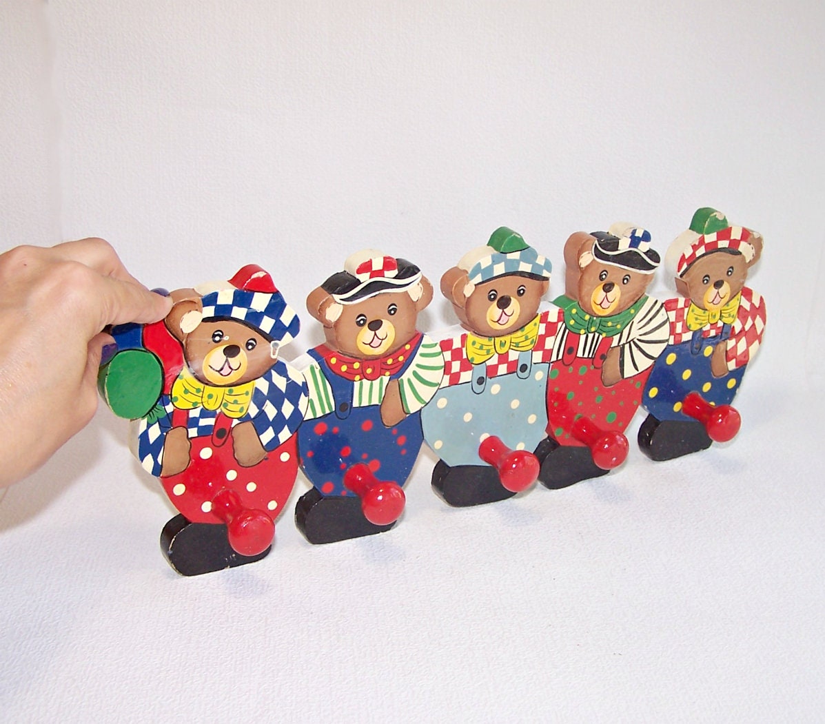 Wooden Wall Rack for Nursery Room. Funny Dancing Bears. Coat Etsy