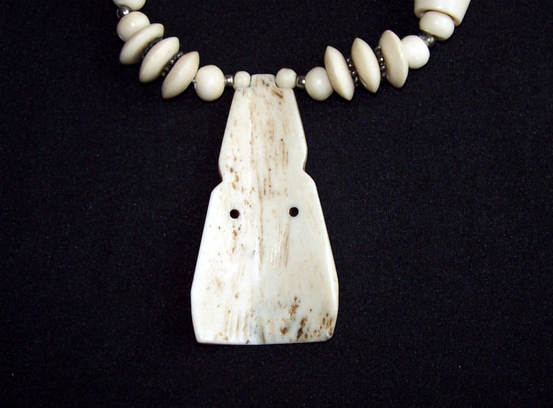 Carved Bone Necklace With a Pendant. Vintage Ethnic Adornment. Etsy
